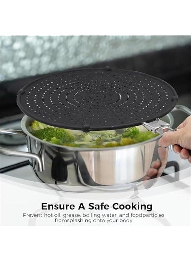 HOOKOR - Splatter Guards for Frying, Grease Splatter Guard, Heat-resistant Splatter Screen for Frying Pan, Silicone Splatter Guard for Everyday Cooking, Dishwasher Safe,13.7inch,Black (56-01) - Image 1