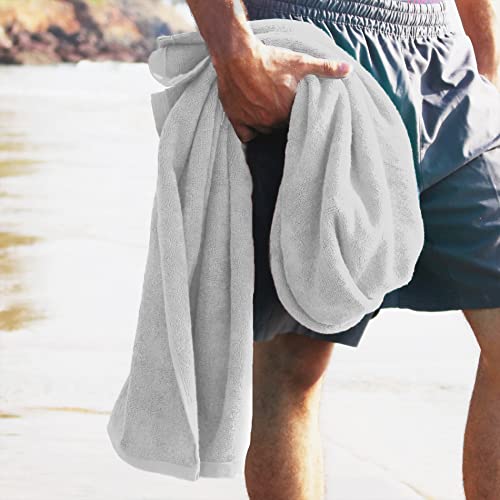 HEELIUM Bamboo Bath Towel | Ultra Absorbent | 3X Softer Than Cotton Towels | 140 x 70 cm - 600 GSM | Pack of 1 - Light Grey - Image 5
