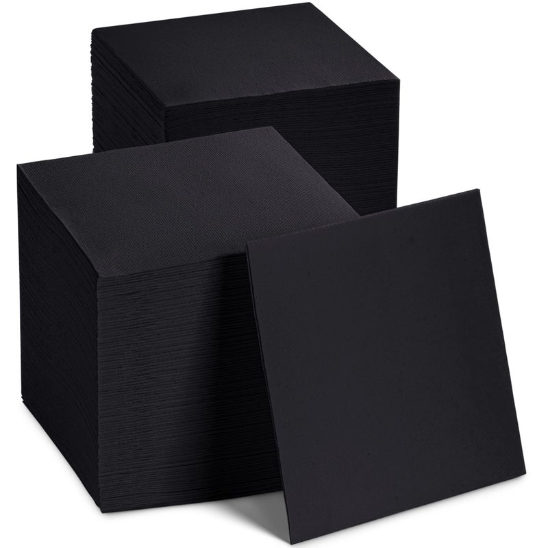NAPEREE Disposable Dinner Napkins Black Paper  2-Ply Quilted Colored Black Napkins For Wedding  Reception  Party Or Event (200  10"" x 10"") - Image 1