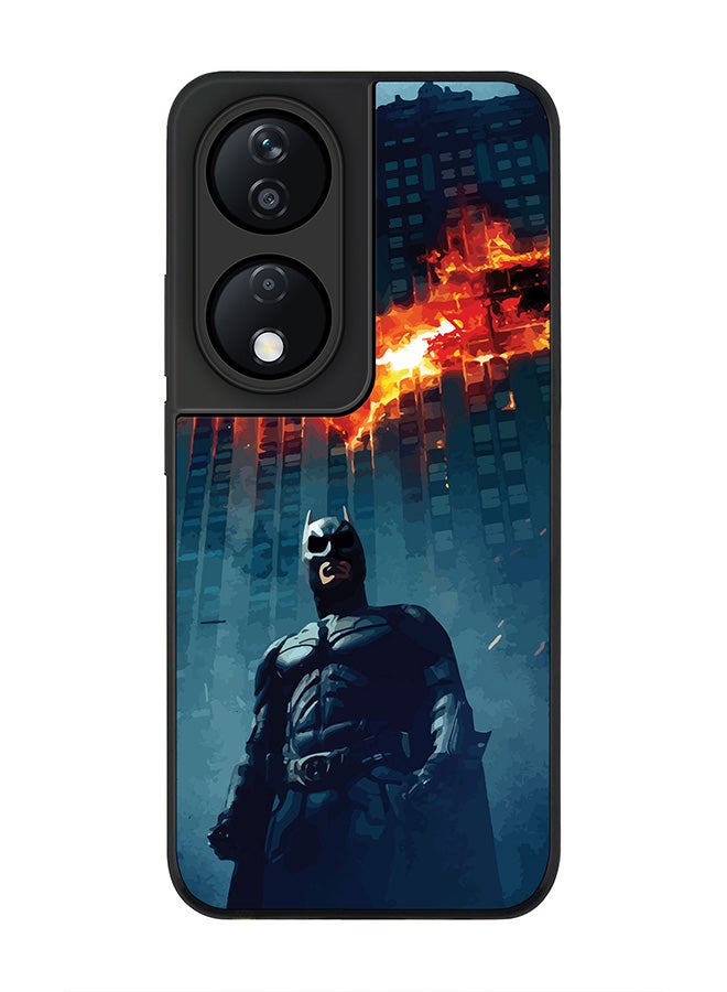 Stylizedd Rugged Black Edge Case for Honor X7b, Slim fit Soft Case Flexible Rubber Edges Anti Drop TPU Gel Thin Cover -  Burning Batman - Image 1