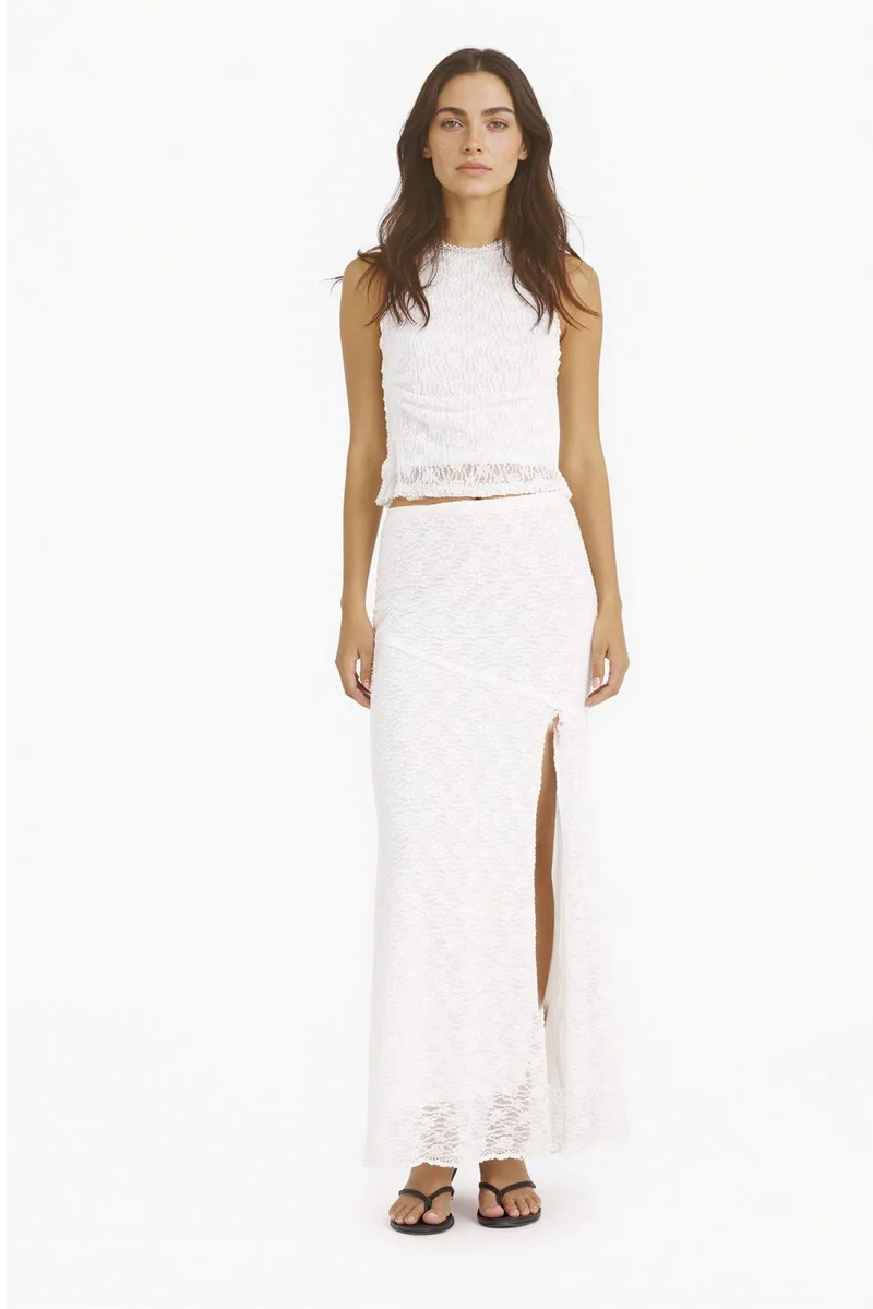DeFacto A Cut Lace Normal Waist Midi Knitted Skirt