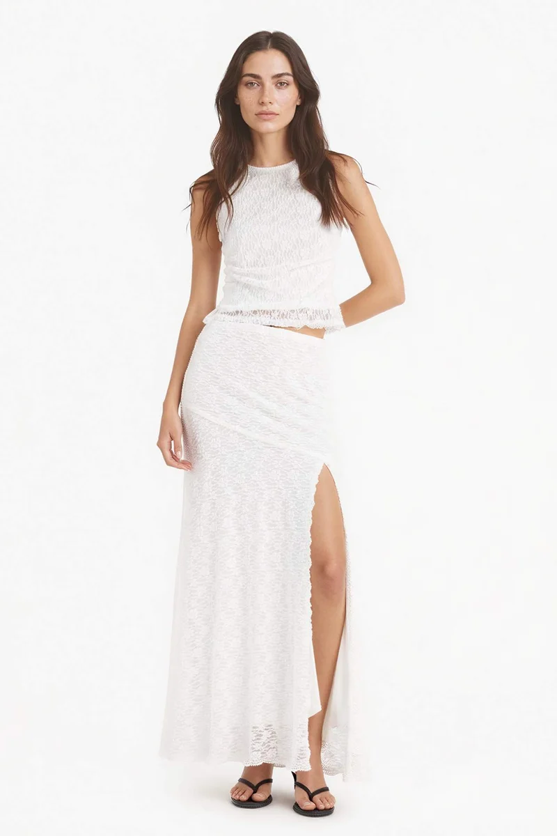 DeFacto A Cut Lace Normal Waist Midi Knitted Skirt