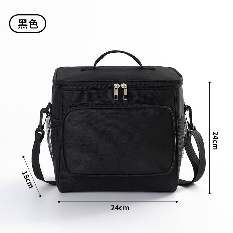 Lunch Bag student lunch insulation bag aluminum foil thickened lunch bag work lunch box lunch box frog mouth handbag Black 