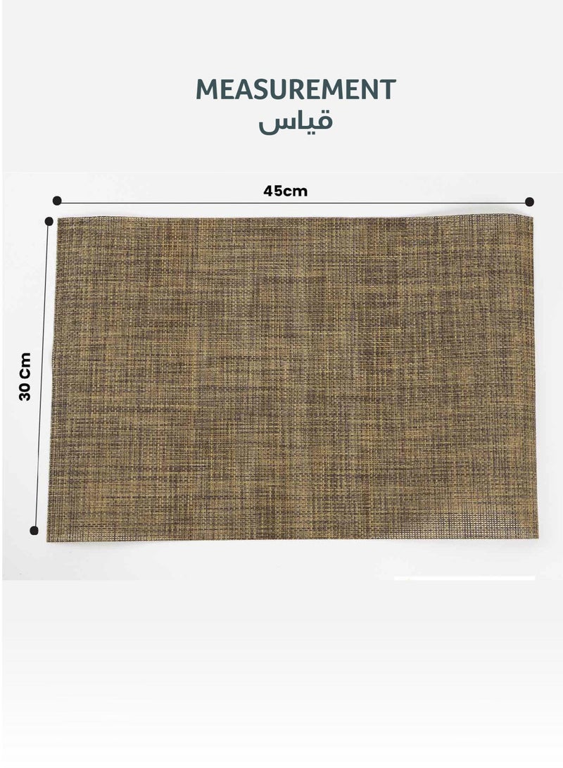 REST Placemats Set of 6 Heat Resistant Place Mats Washable PVC Table Mats Woven Vinyl Plastic Placemats for Dining Table Non-Slip Stain Resistant Kitchen Table Placemats Easy to Clean Brown - Image 4