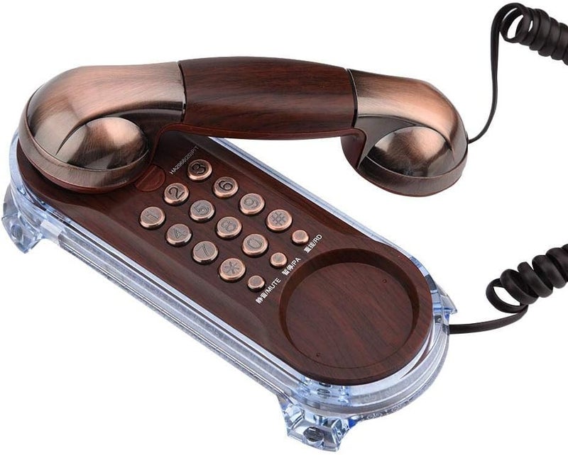 woobles Antique wall-mounted retro telephone Cable-fixed telephone Land-line fashion telephone for home hotel(Red) - Image 1