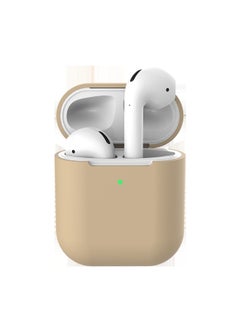For Apple Airpods Protective Case Wireless 2 Generation Bluetooth Headset Drop-resistant Silicone Protective Case Applicable-Color:11 Milk Tea Color-Applicable Model:Airpods 2 Dedicated