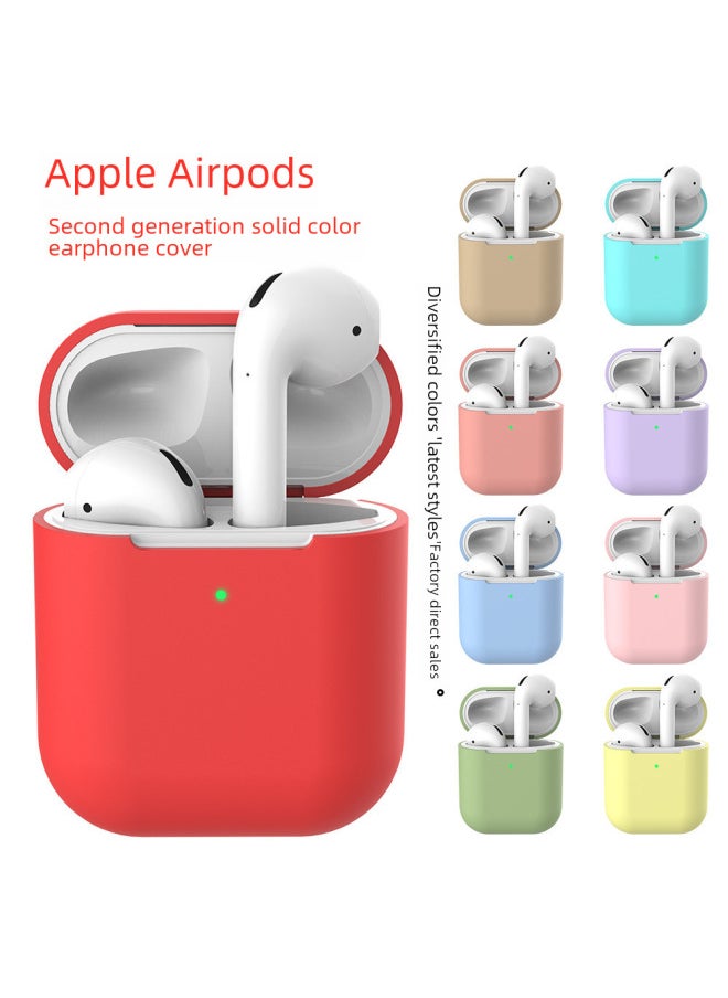 Generic - For Apple Airpods Protective Case Wireless 2 Generation Bluetooth Headset Drop-resistant Silicone Protective Case Applicable-Color:11 Milk Tea Color-Applicable Model:Airpods 2 Dedicated - Image 1