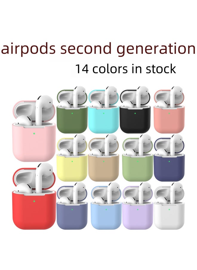 Generic - For Apple Airpods Protective Case Wireless 2 Generation Bluetooth Headset Drop-resistant Silicone Protective Case Applicable-Color:11 Milk Tea Color-Applicable Model:Airpods 2 Dedicated - Image 1