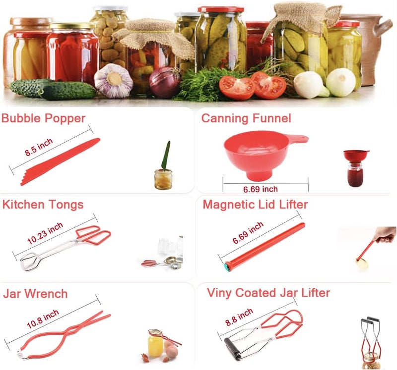 CORJEEJOR Canning Starter Kit - Supplies, Tools, Equipment - Pot Set, Funnel, Magnetic Jar Lifter, Jar Wrench, Lid Lifter - Image 2