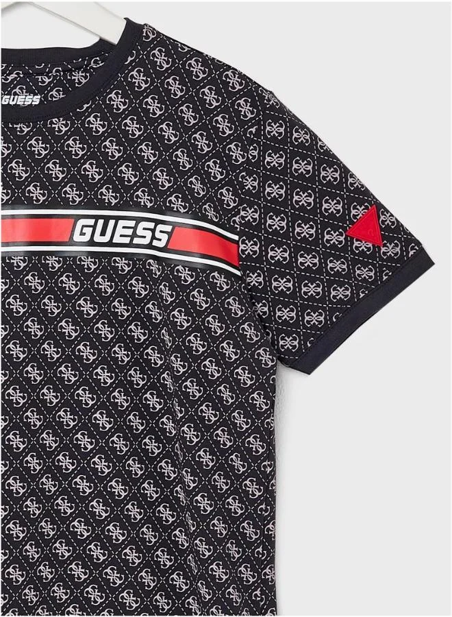 GUESS Kids All Over Print Crew Neck T-Shirt