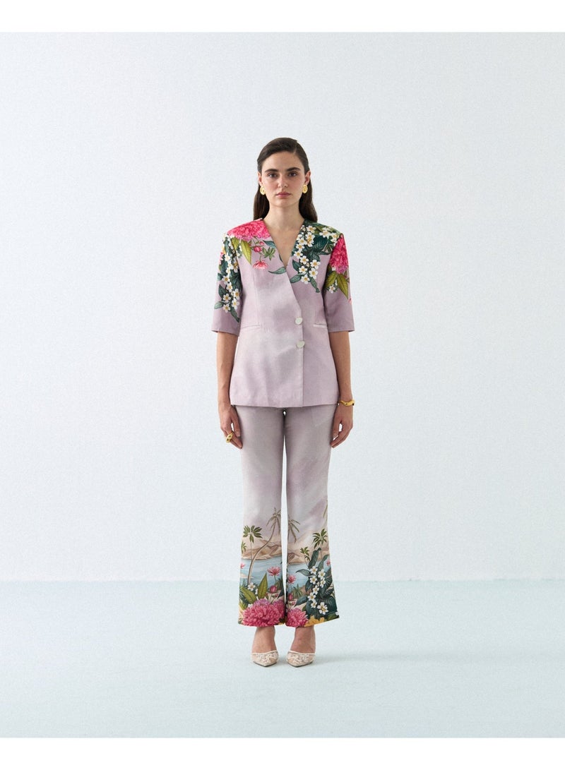 ليبل باي موهيتا طقم بليزر بتصميم متداخل لوتس بلوم للنساء - Image 2