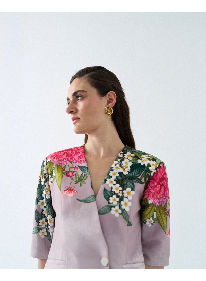 ليبل باي موهيتا طقم بليزر بتصميم متداخل لوتس بلوم للنساء - Image 3