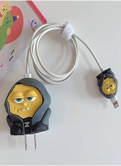 Cute Protective Case for iPhone 20W USB-C Power Adapter Charger and USB Lightning Cable, 3D Cute Cartoon Character Unique Design PVC Protective Cover for iPhone Charger Protector (Yellow)
