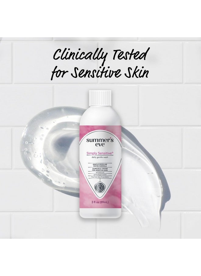 Summer's Eve - Simply Sensitive Daily Gentle All Over Feminine Body Wash, Removes Odor, Feminine Wash Ph Balanced, Travel Size 3 Fl Oz, 3 Pack - Image 1