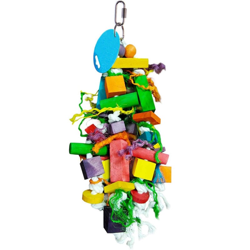 SunGrow Parrot Toy â€“ Bird Foraging & Chew Toy with Wooden Blocks and Cotton Rope, Hanging Cage Accessory for Conures, Budgies, Parakeets & Other Small Birds - Image 2