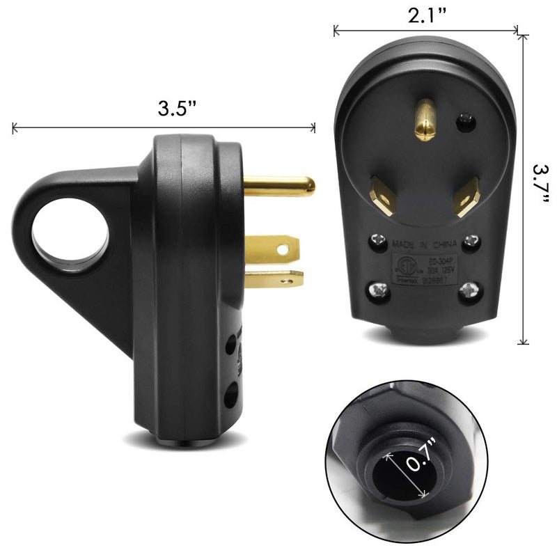 OPL5 30AMP RV Replacement Male Plug - Heavy Duty NEMA TT-30P Replacement RV Receptacle Electrical Plug with Easy Unplug Handle Design for RV Trailer,ETL Listed (30A Male Plug) - Image 4