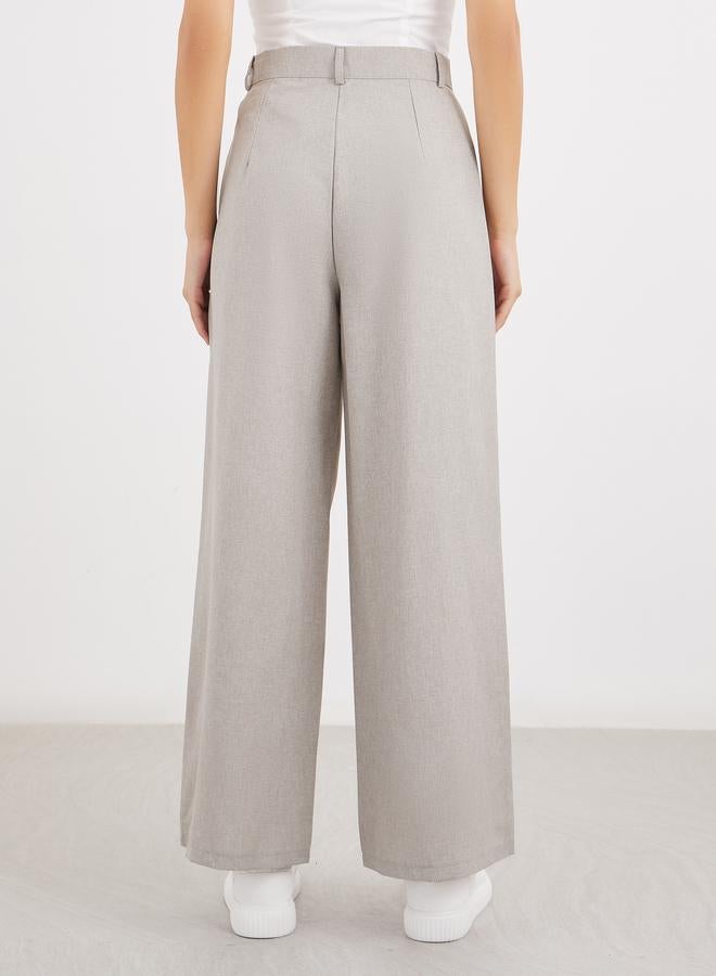 Styli Solid Pleated Wide Leg Pants - Image 4