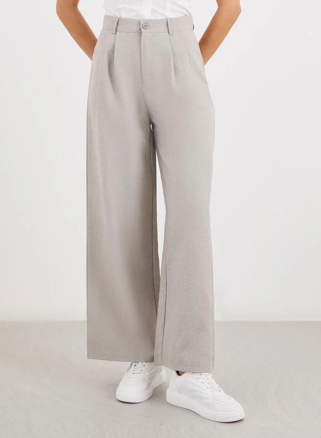 ستايلي Styli Solid Pleated Wide Leg Pants