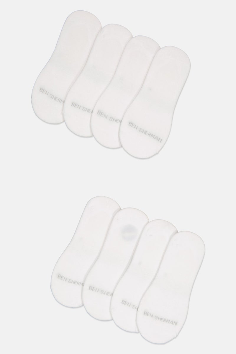 Ben Sherman Men 8 Pairs Brand Logo Mid Cut Liner Silicone Heel Grip Socks, White  - Image 1