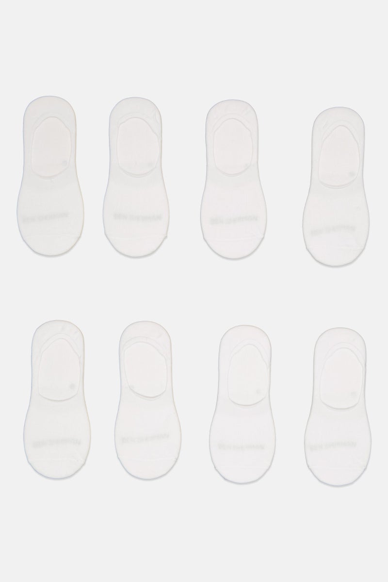 Ben Sherman Men 8 Pairs Brand Logo Mid Cut Liner Silicone Heel Grip Socks, White  - Image 4