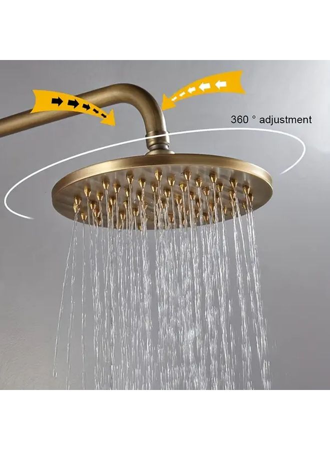 Vintage Golden Round Rainfall Shower Head Heavy Duty Ceiling Mount Easy Installation - Image 1