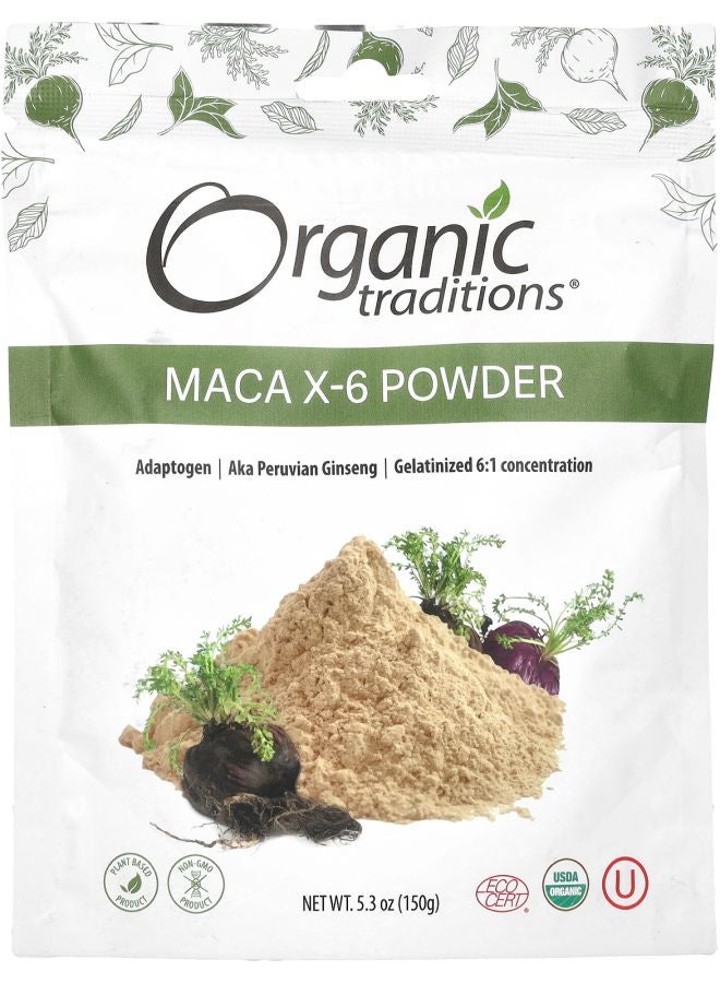 Organic Traditions مسحوق ماكا X-6 5.3 أونصة (150 جرام)