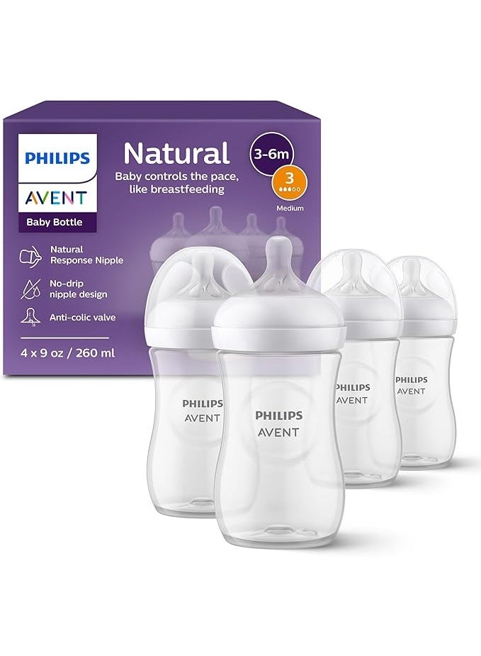 Philips Natural Response Baby Bottle – 9oz, 4-Pack – Easy-to-Use & Comfortable Feeding - Image 1