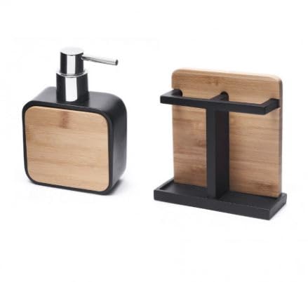 Foliam 4-Piece Bathroom Accessories Set (1 Liquid Soap Dispenser, 1 Soap Dish Holder, 1 Tumblr and 1 Toothbrush Holder) (Black) - Image 3