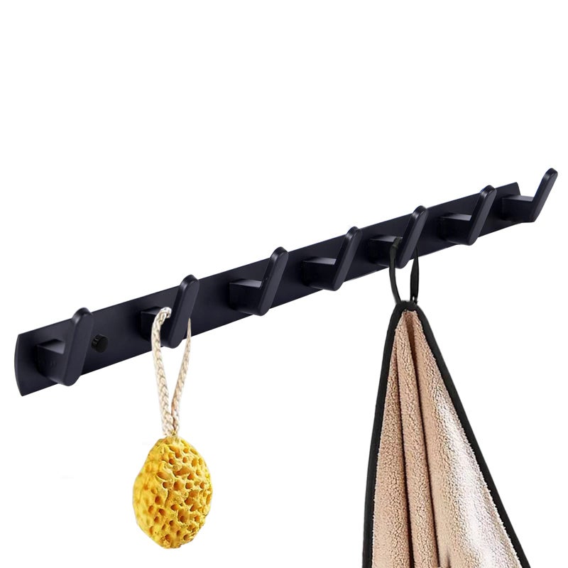 Jnnicoog Coat Rack Wall Mount with 7 Hooks Black Wall Coat Hook Wall Mounted Modern Coat Rack Coat Hook is Suitable for Living Room Entrance Bedroom Kitchen Bathroom Etc