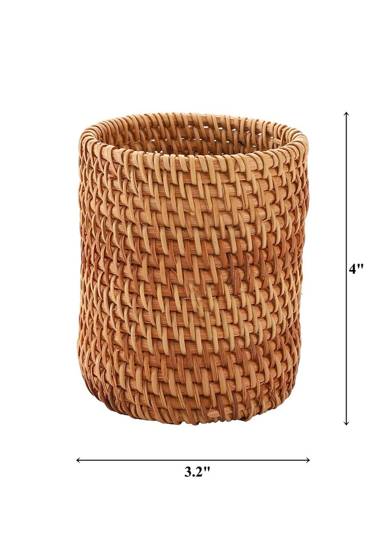 Handmade Rattan Pencil Holder Set - Versatile Organizer for Desk, Makeup Brushes, Toothbrushes & More - 2PCS Boho Style for Home & Office - Image 5