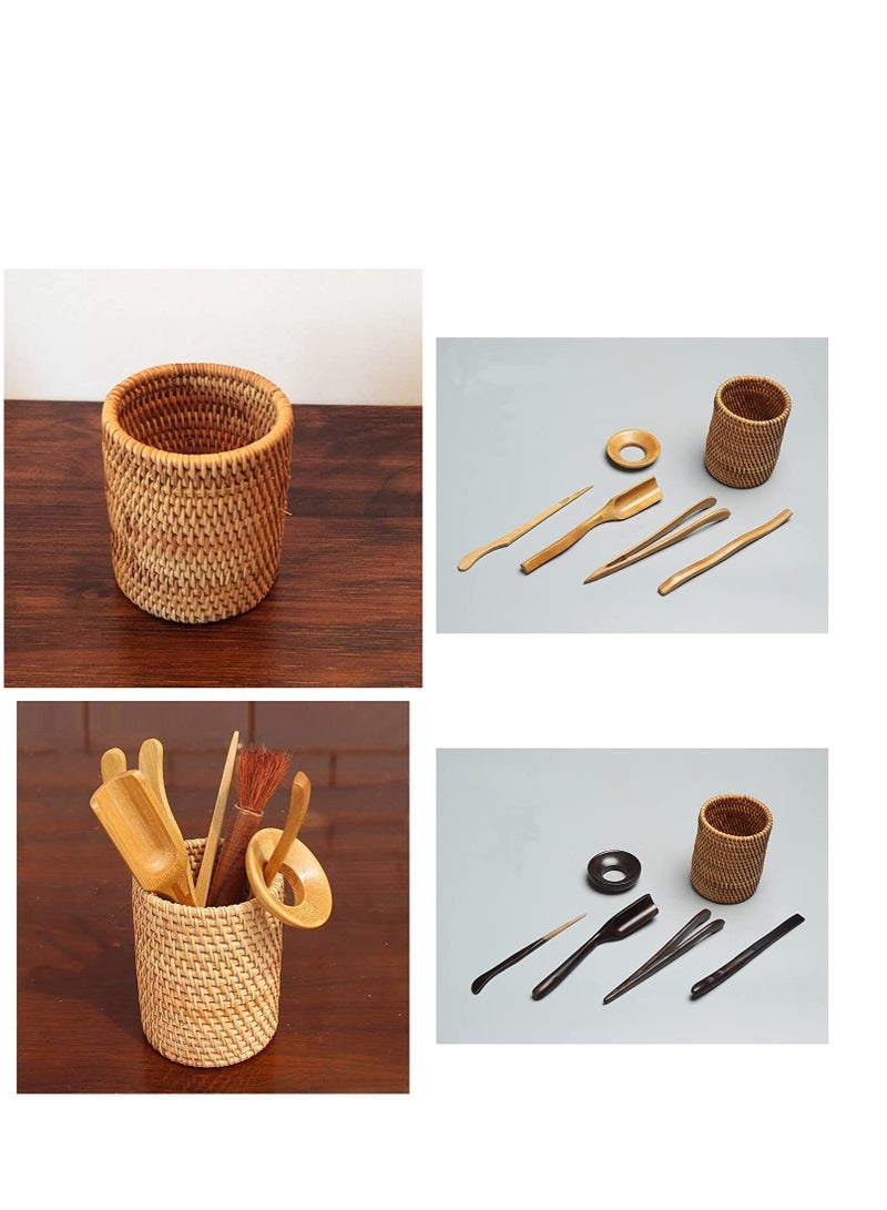 Handmade Rattan Pencil Holder Set - Versatile Organizer for Desk, Makeup Brushes, Toothbrushes & More - 2PCS Boho Style for Home & Office - Image 2