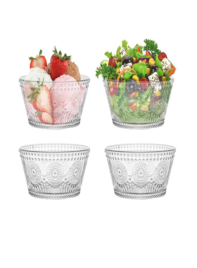 CHPINDAM Vintage glass dessert bowl, ice cream bowl, 13oz glass bowl for small dipping bowls Set of 4, ice cream, sundaes, oatmeal, small fruit salad, etc (4) - Image 1