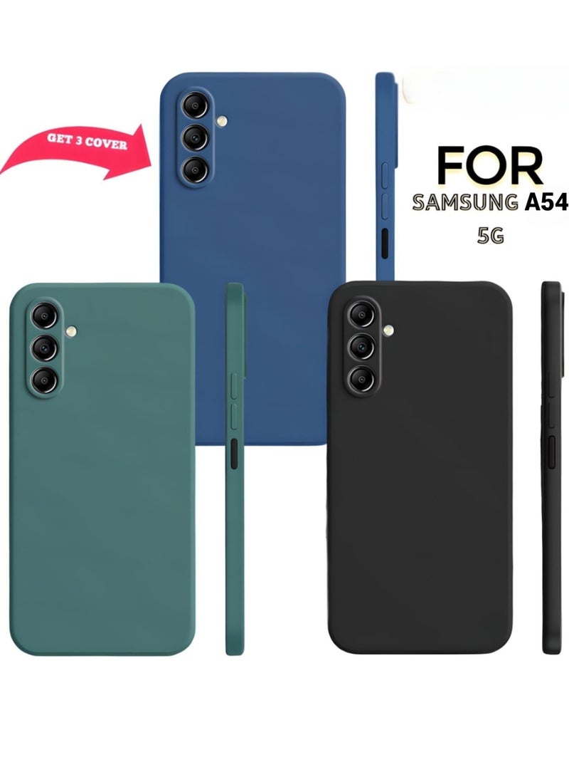 ساراونت غطاء حماية من السيليكون غير اللامع لهاتف Samsung Galaxy A54 5G - نحيف، ملون، قبضة جيدة (أسود، أزرق، أخضر) - Image 3