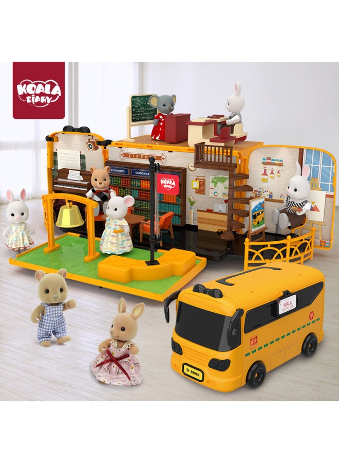 Koala Diary Bus Doll House Children's Play House Villa Girls Educational Toy House Development House Dream RV-Color:Pink Koala Rv (2 Random Figures) - Image 3
