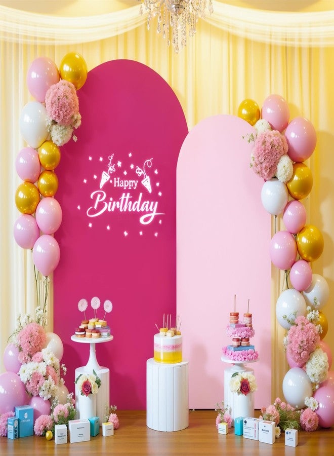 HB HBB MAGIC Pink Arch Backdrop Cover Set of 2 Hot Pink Arch Cover 7.2 and 6ft Wedding Arch Cover Stretchy Backdrop Bridal Baby Shower Birthday Party Arches Stand Covers Spandex - Image 1
