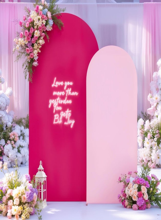 HB HBB MAGIC Pink Arch Backdrop Cover Set of 2 Hot Pink Arch Cover 7.2 and 6ft Wedding Arch Cover Stretchy Backdrop Bridal Baby Shower Birthday Party Arches Stand Covers Spandex - Image 3