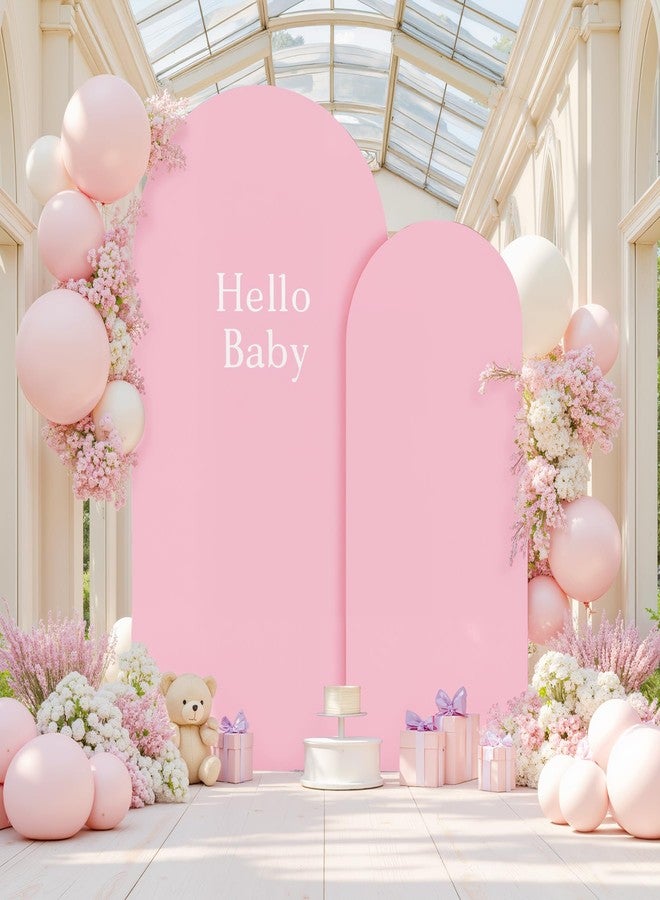 HB HBB MAGIC Pink Arch Backdrop Cover Set of 2 Hot Pink Arch Cover 7.2 and 6ft Wedding Arch Cover Stretchy Backdrop Bridal Baby Shower Birthday Party Arches Stand Covers Spandex - Image 4