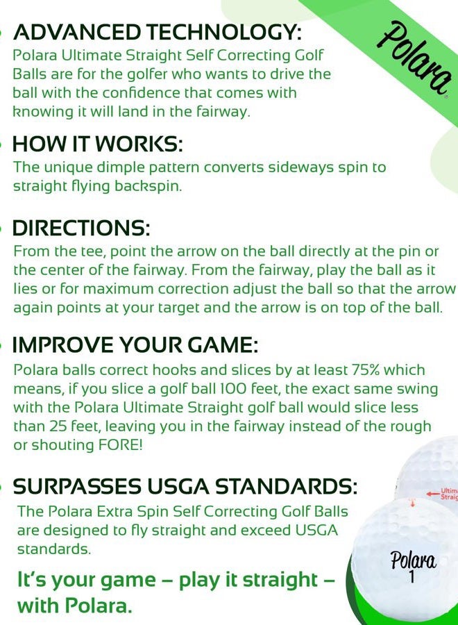 Polara  Ultimate Straight XS Self Correcting 3 Piece Golf Balls (1 Dozen) - Image 4