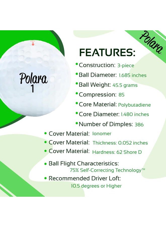 Polara  Ultimate Straight XS Self Correcting 3 Piece Golf Balls (1 Dozen) - Image 5