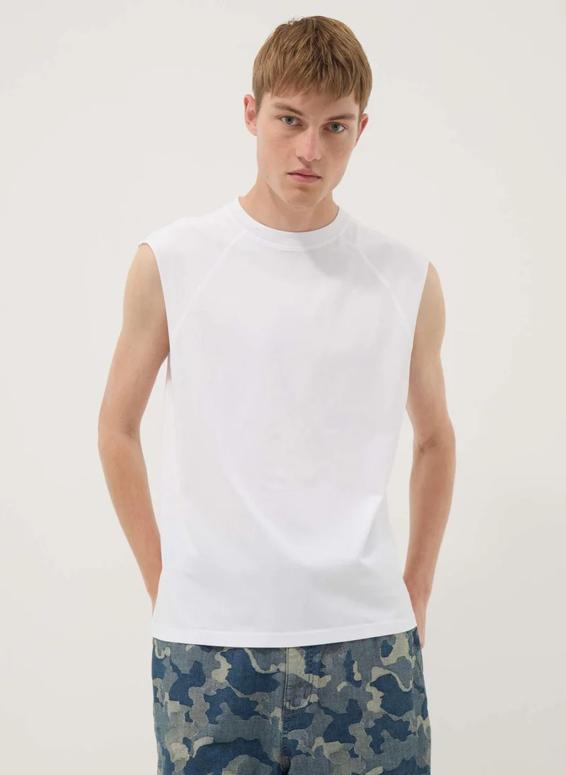Ovs  OVS White Pure Cotton Tank Top Â€“ Regular Fit for Men | Best Price UAE
