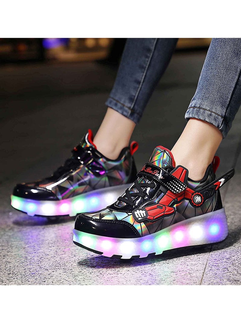 Sharpdo Kids Roller Skates Light up Shoes with Double Wheel Shoes LED USB Charging Roller Sneakers for Girls Boys Best Gift  - Image 4