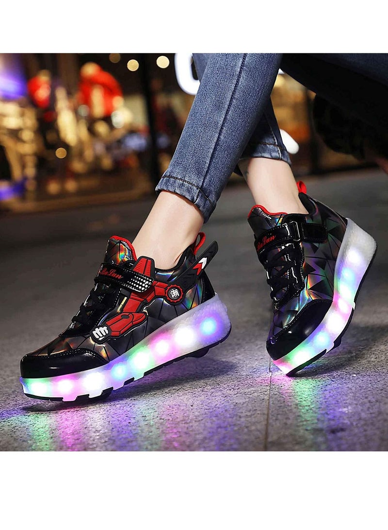 Sharpdo Kids Roller Skates Light up Shoes with Double Wheel Shoes LED USB Charging Roller Sneakers for Girls Boys Best Gift  - Image 2