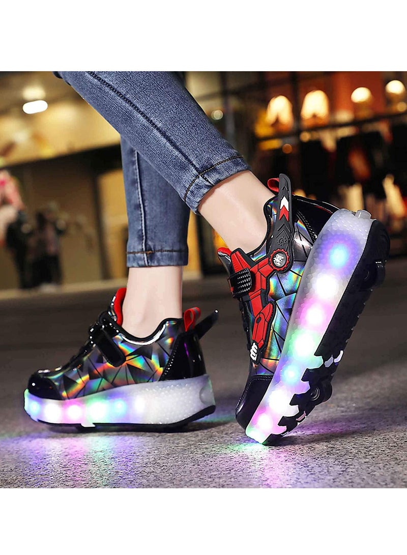 Sharpdo Kids Roller Skates Light up Shoes with Double Wheel Shoes LED USB Charging Roller Sneakers for Girls Boys Best Gift  - Image 5