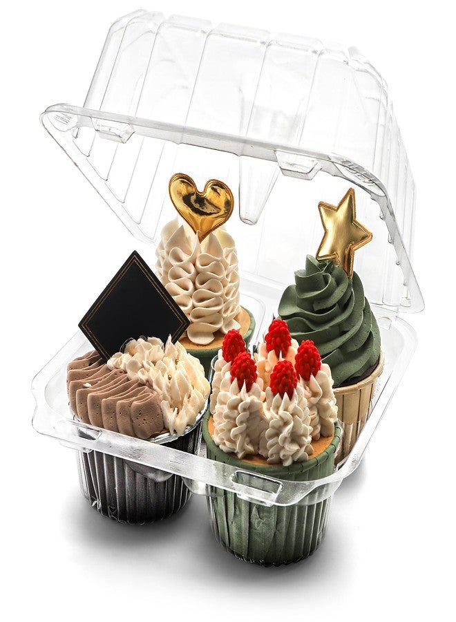 Coloch 50 Pack Clear Cupcake Box, 4 Cavity Plastic Cupcake Holder with Deep Dome Disposable 4-Compartment Dessert Container Bakery Carrying Box for Bakery, Cupcake - Image 4