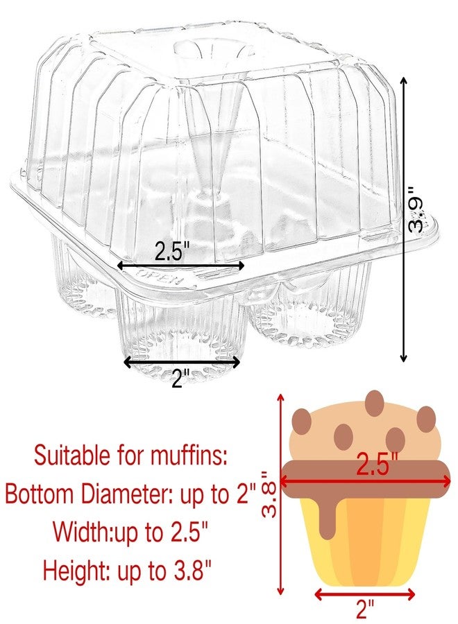 Coloch 50 Pack Clear Cupcake Box, 4 Cavity Plastic Cupcake Holder with Deep Dome Disposable 4-Compartment Dessert Container Bakery Carrying Box for Bakery, Cupcake - Image 5
