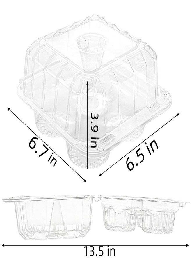 Coloch 50 Pack Clear Cupcake Box, 4 Cavity Plastic Cupcake Holder with Deep Dome Disposable 4-Compartment Dessert Container Bakery Carrying Box for Bakery, Cupcake - Image 2