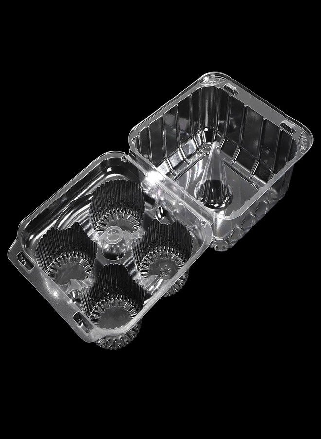 Coloch 50 Pack Clear Cupcake Box, 4 Cavity Plastic Cupcake Holder with Deep Dome Disposable 4-Compartment Dessert Container Bakery Carrying Box for Bakery, Cupcake - Image 3