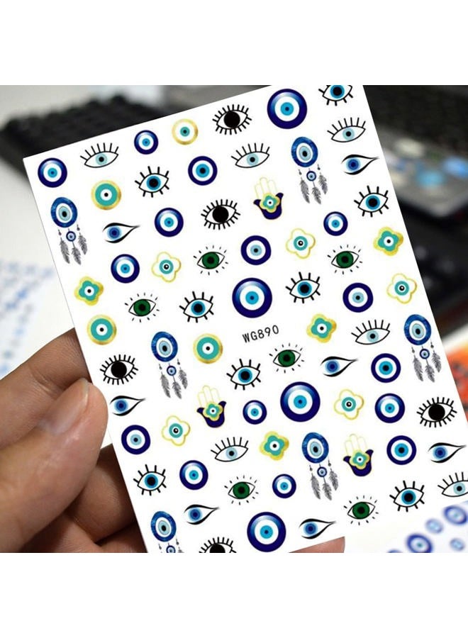 Onsdag Eyes Nail Art Stickers, Funny Eye Nail Decals 3D Self-Adhesive Nail Art Design, Eyelash Eye Nail Sticker Special Acrylic Nails Supplies for Women Girls Manicure Charms Decoration Nail Decal (8 Sheets) - Image 2