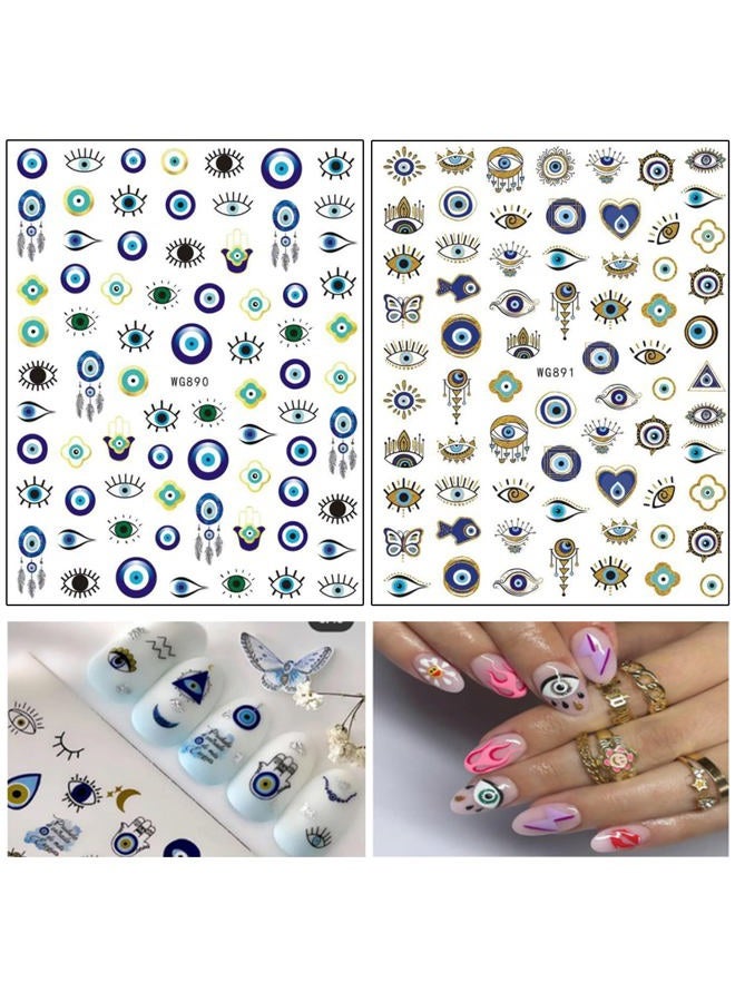 Onsdag Eyes Nail Art Stickers, Funny Eye Nail Decals 3D Self-Adhesive Nail Art Design, Eyelash Eye Nail Sticker Special Acrylic Nails Supplies for Women Girls Manicure Charms Decoration Nail Decal (8 Sheets) - Image 5