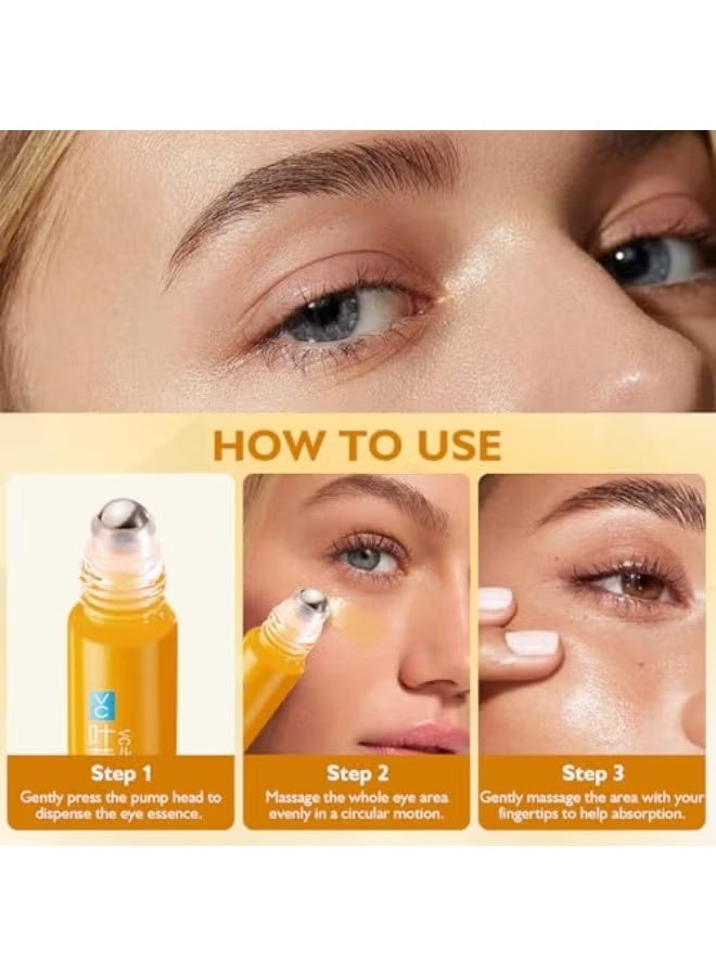 Dinkiss Lutein Eye Essence Oil, Vc Lutein Eye Essence Oil, Lutein Eye Serum, Lutein Eye Oil, Under Eye Oil Roller Ball, Japan Firming Anti-Aging Eye Serum For Eye Bags (8ml)*4 - Image 5